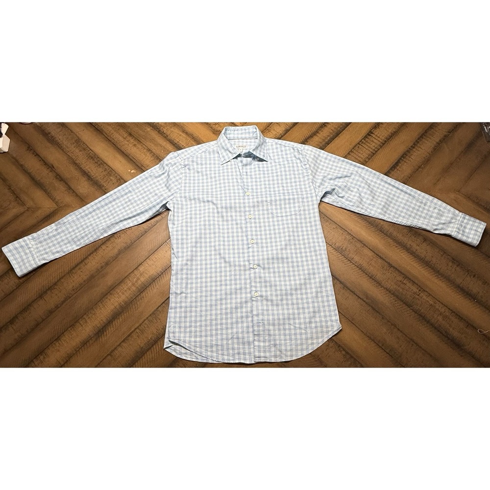 Peter Millar Shirt Adult M Light Blue Plaid Button Down Stretch Long Sleeve Men